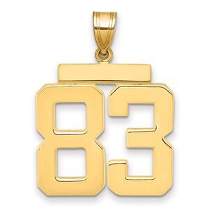 14k Yellow Gold, Athletic Collection, Large Polished Number 83 Pendant